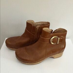 Dansko Tan Leather Ankle Booties